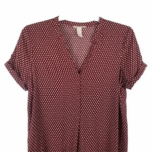 H&M BURGANDY AND CREAM TUNIC/DRESS TOP. SIZE 12.
